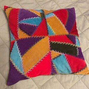 Crazy Quilt Corduroy Square Accent Pillow